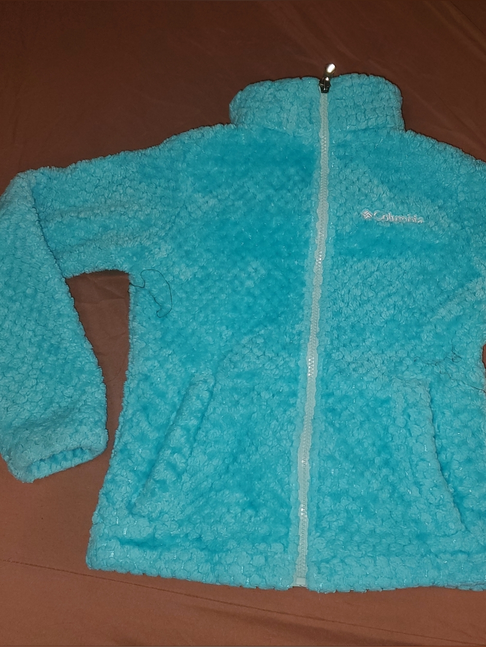 Columbia Light Blueish Teal Sherpa Fleece Jacket, Girls 7/8